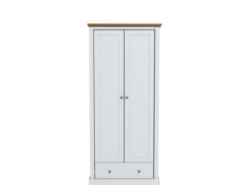 LPD Devon White Finish 2 Door 1 Drawer Wardrobe