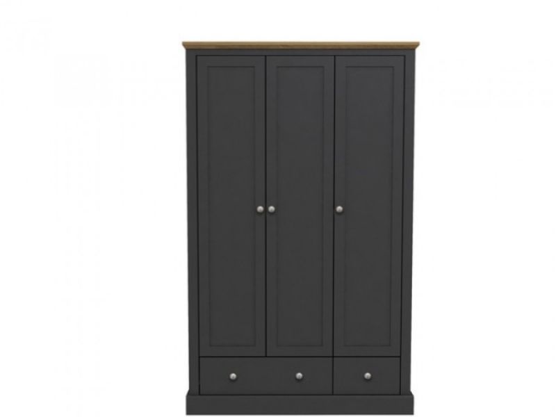 LPD Devon Charcoal Finish 3 Door 2 Drawer Wardrobe