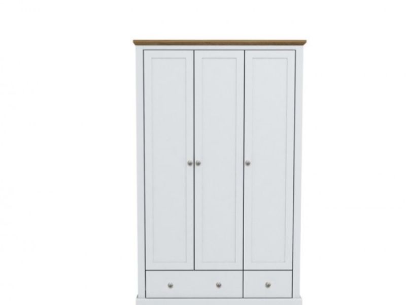 LPD Devon White Finish 3 Door 2 Drawer Wardrobe