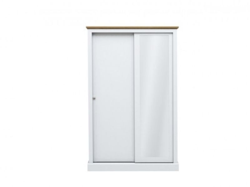 LPD Devon White Finish 2 Door Sliding Wardrobe With Mirror