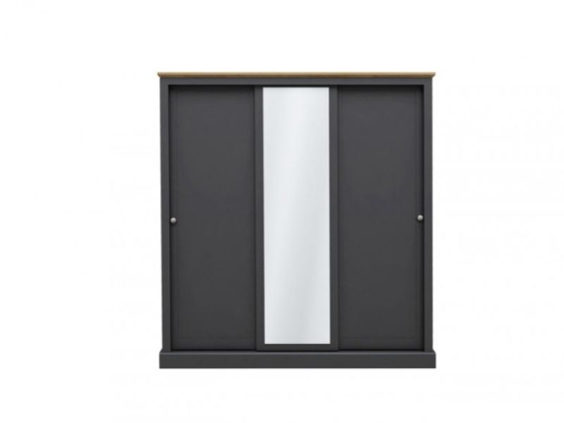 LPD Devon Charcoal Finish 3 Door Sliding Wardrobe With Mirror