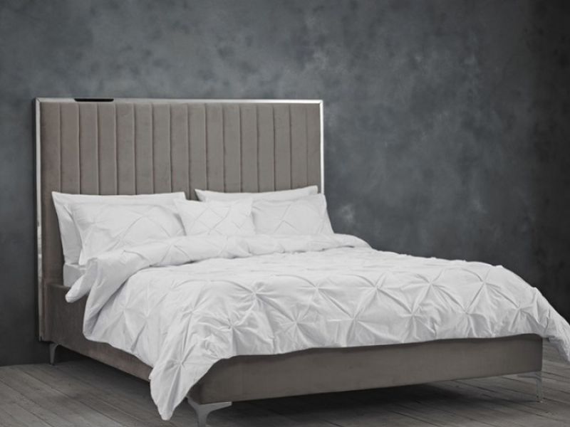 LPD Berkeley 5ft Kingsize Mink Grey Fabric Bed Frame