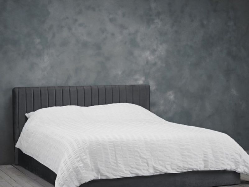 LPD Berlin 5ft Kingsize Silver Fabric Ottoman Bed Frame