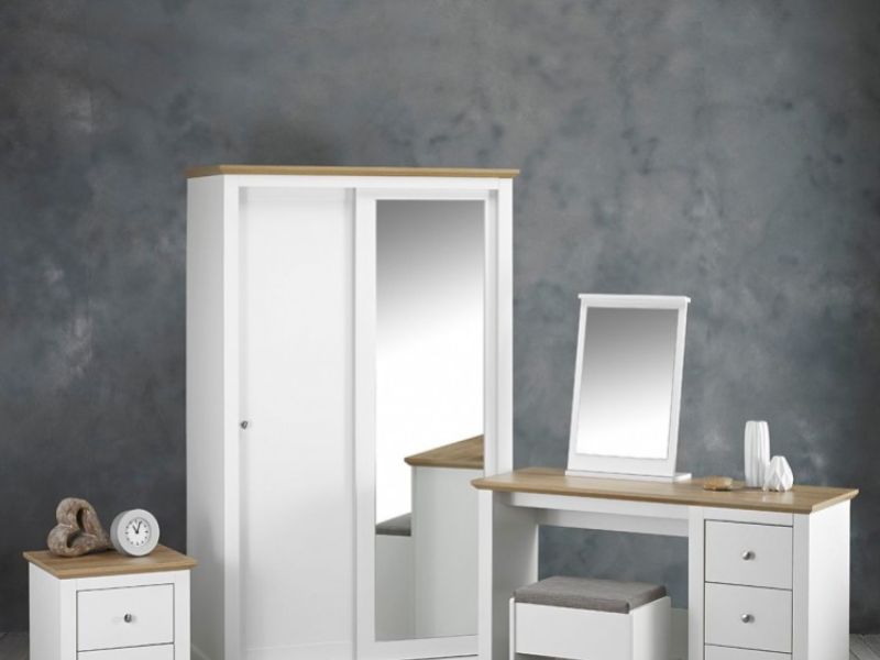 LPD Devon White Finish 2 Door Sliding Wardrobe With Mirror