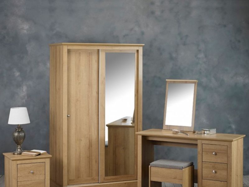 LPD Devon Oak Finish 2 Door Sliding Wardrobe With Mirror
