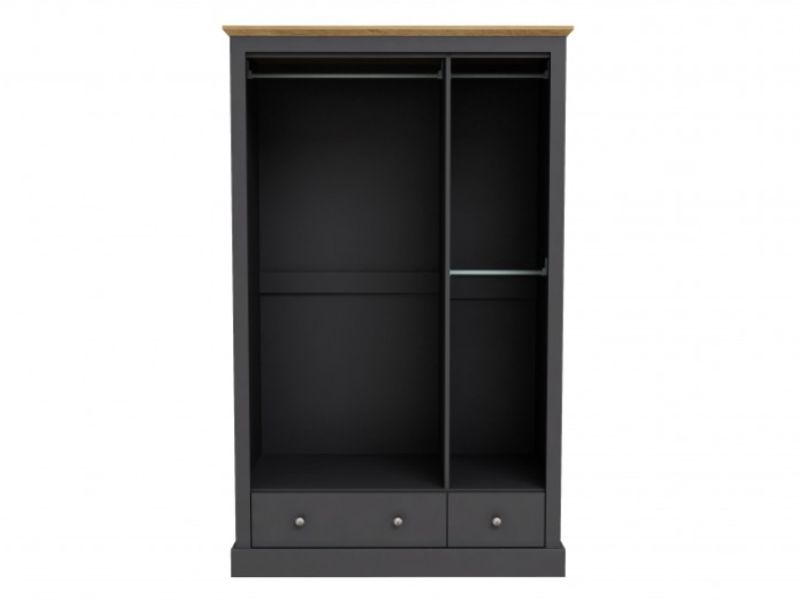 LPD Devon Charcoal Finish 3 Door 2 Drawer Wardrobe