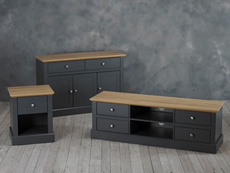 LPD Devon Charcoal And Oak Finish 2 Drawer Coffee Table