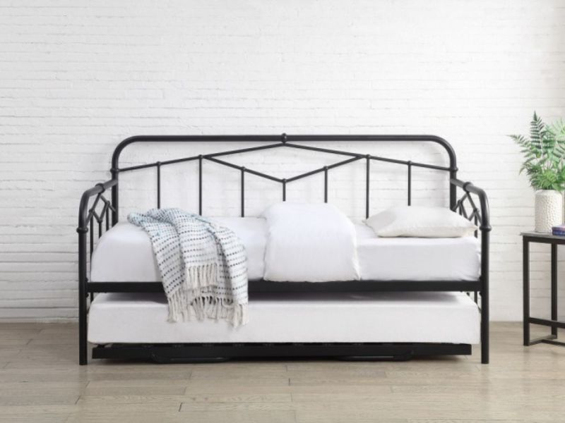 Flintshire Axton 3ft Single Metal Guest Day Bed Frame In Black