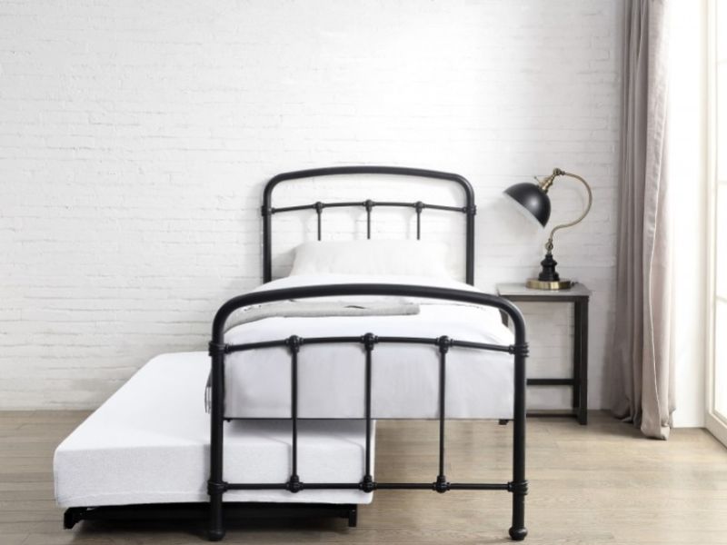 Flintshire Mostyn 3ft Single Metal Guest Bed Frame In Black