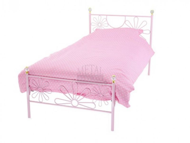 Metal Beds Daisy 3ft (90cm) Single Pink Metal Bed Frame
