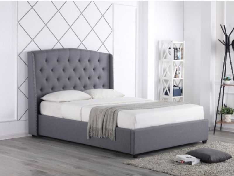 Flair Furnishings Durrani Grey Fabric 4ft6 Double Ottoman Bed
