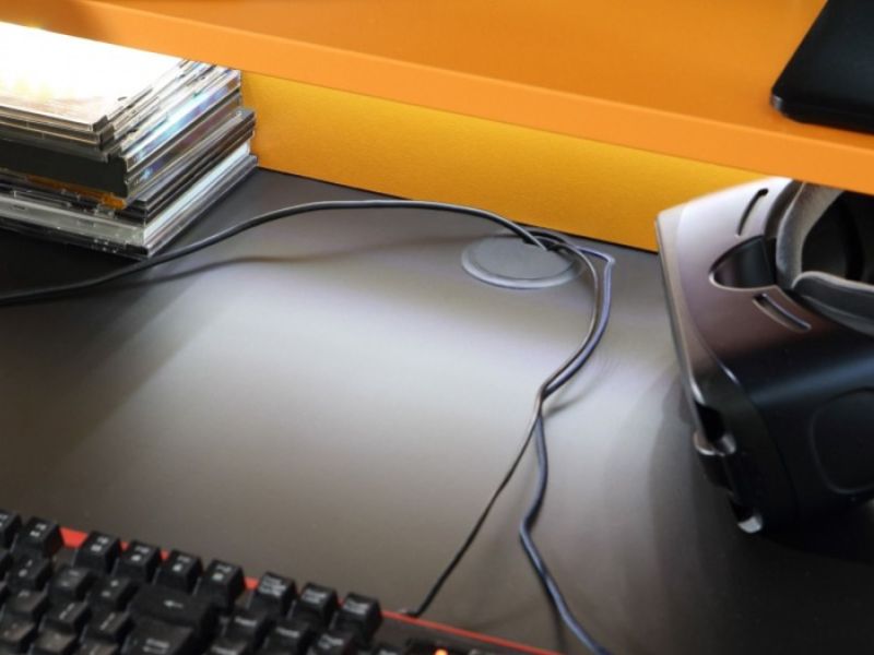 Flair Furnishings Power Y Gaming Desk In Black And Orange