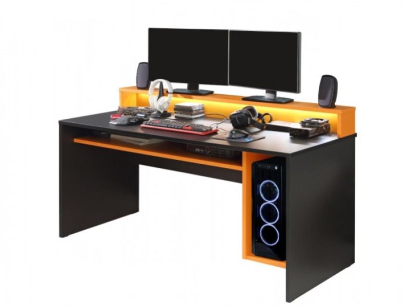 Flair Furnishings Power Y Gaming Desk In Black And Orange