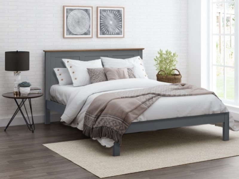 Flintshire Conway 4ft6 Double Grey Oak Wooden Bed