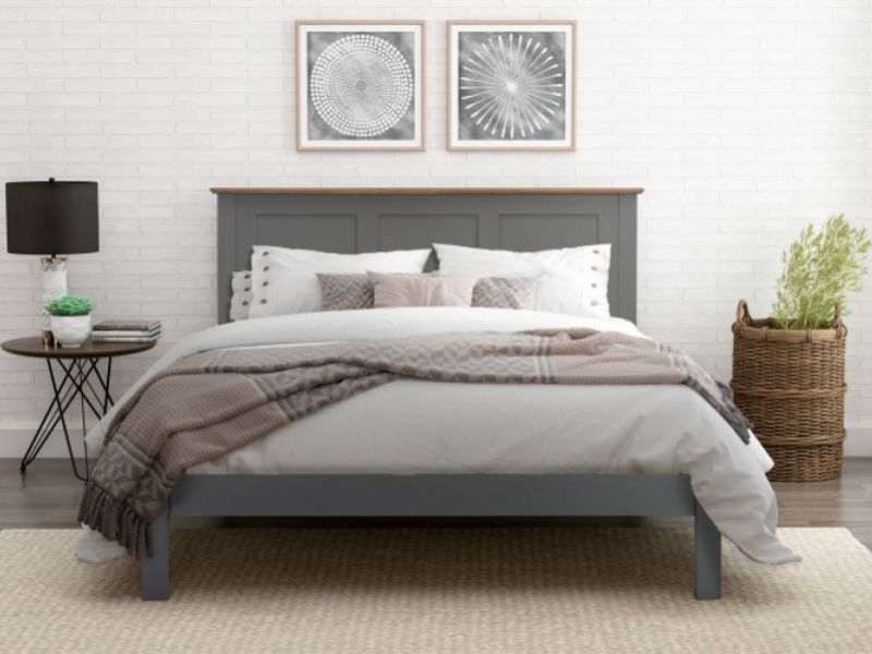 Flintshire Conway 4ft6 Double Grey Oak Wooden Bed