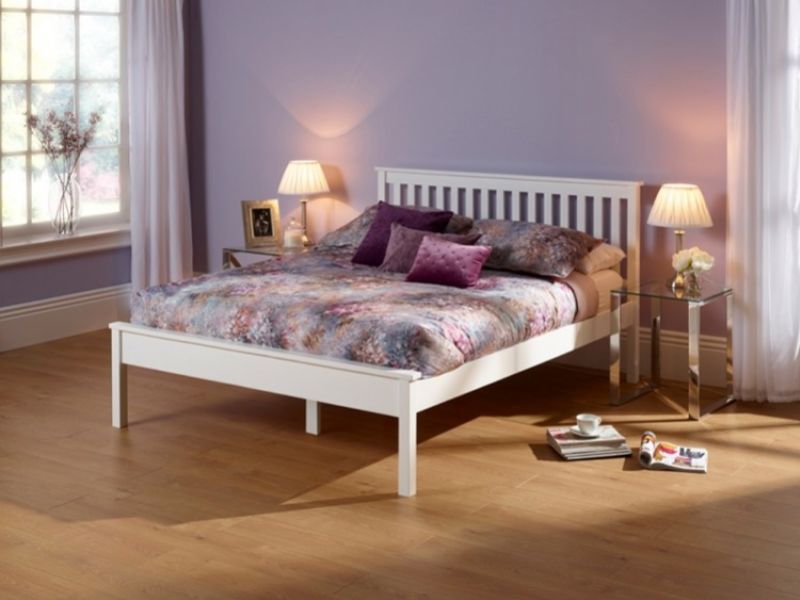 Serene Heather Opal White 4ft Small Double Wooden Bed Frame