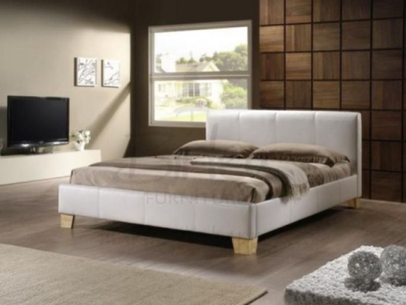 Birlea Brooklyn White 5ft Kingsize Faux Leather Bed Frame