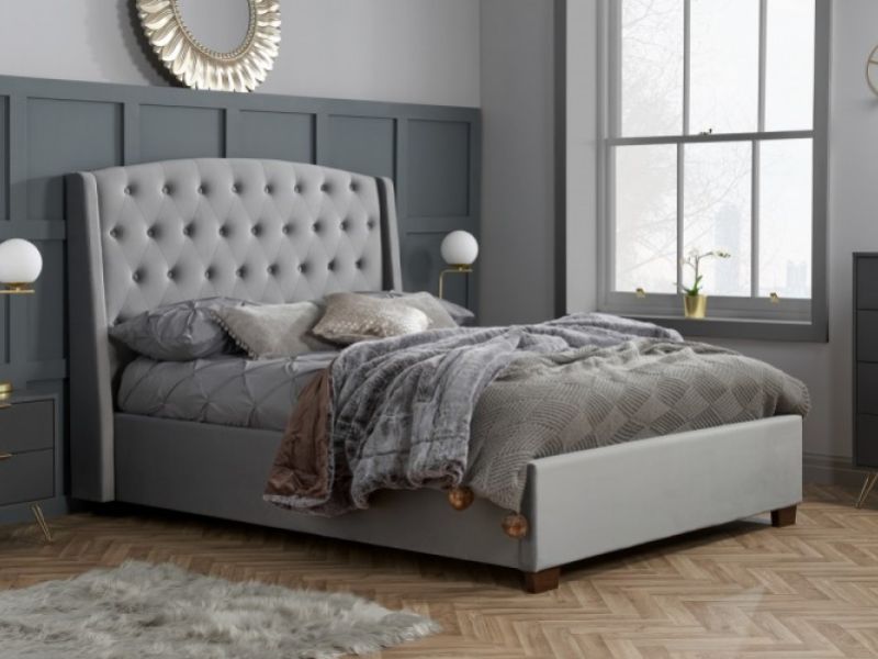 Birlea Balmoral 5ft Kingsize Grey Velvet Fabric Bed Frame