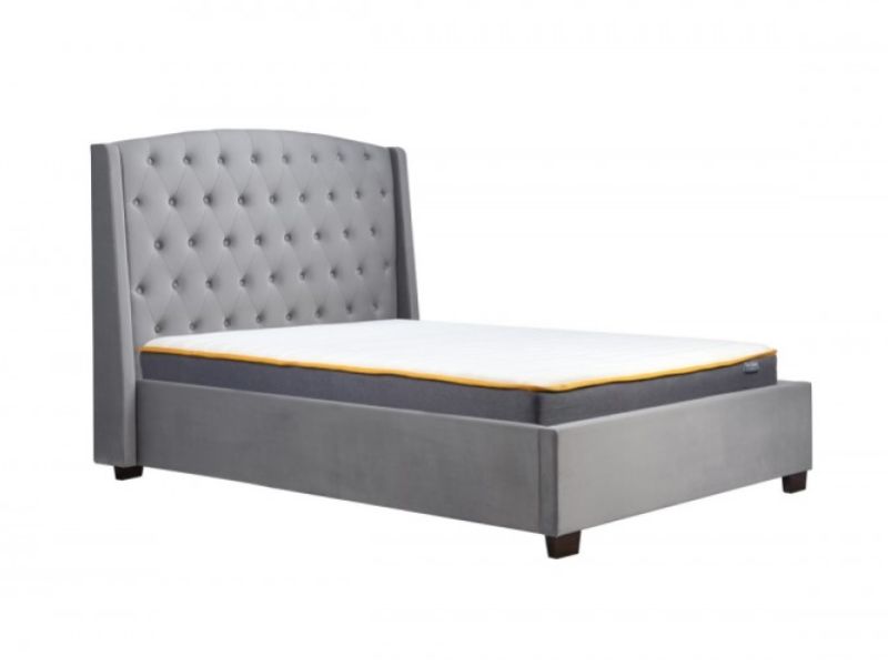 Birlea Balmoral 5ft Kingsize Grey Velvet Fabric Bed Frame