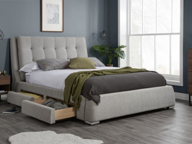 Birlea Mayfair 6ft Super Kingsize Grey Fabric Bed Frame with 4 Drawers by Birlea
