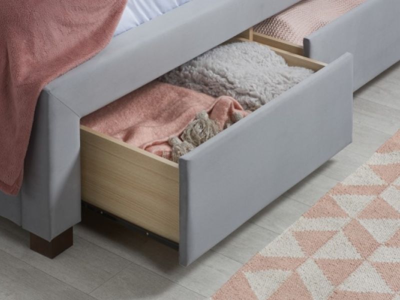 Birlea Woodbury 4ft6 Double Grey Fabric Bed Frame With 4 Drawers