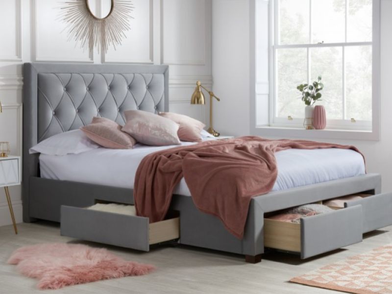 Birlea Woodbury 5ft Kingsize Grey, Bed Frame With Drawers King Size