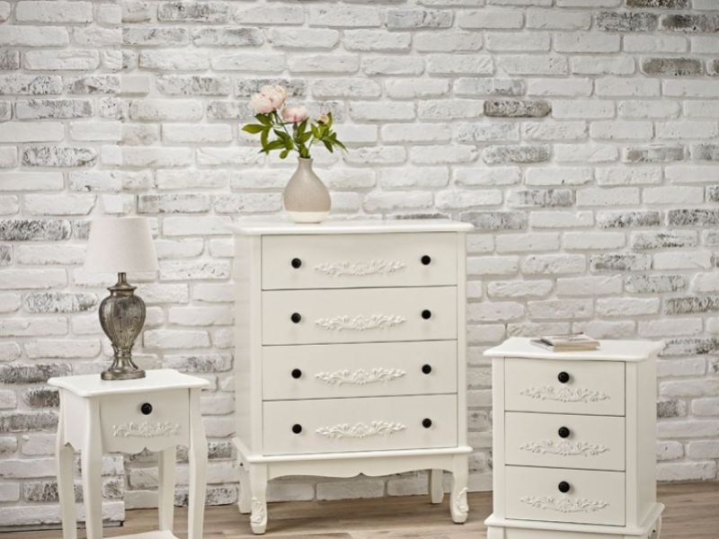 LPD Antoinette 3 Drawer Bedside Chest In White