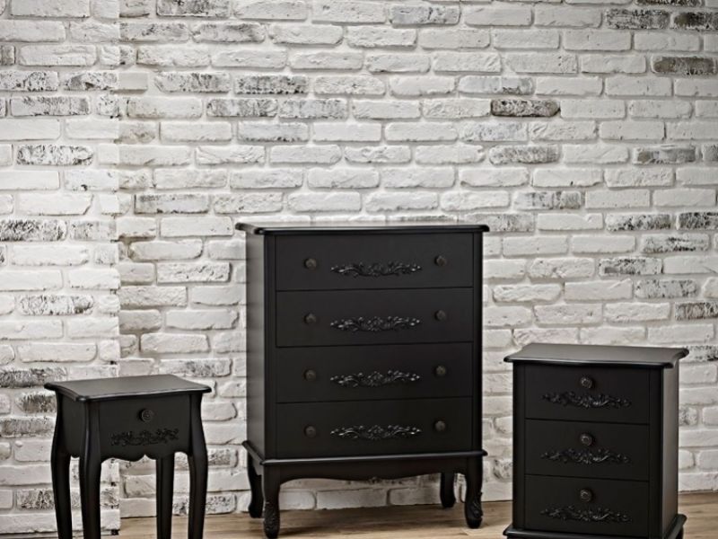 LPD Antoinette 1 Drawer Bedside Table In Black