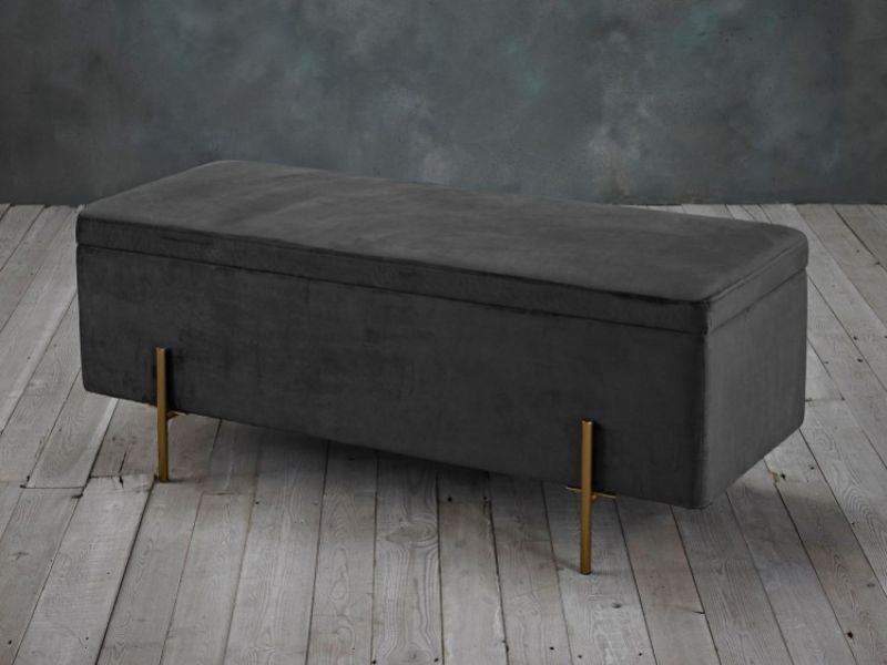 LPD Lola Ottoman Storage Box In Grey