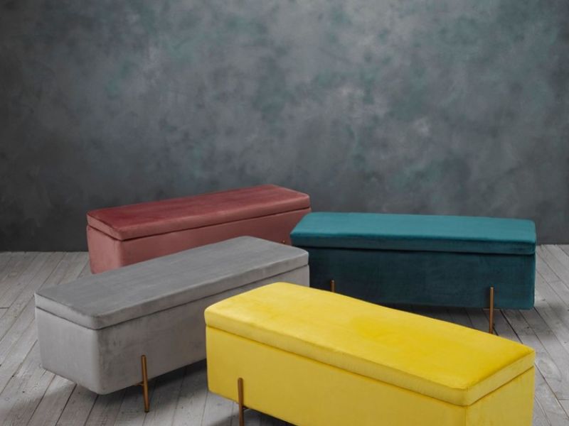 LPD Lola Ottoman Storage Box In Teal