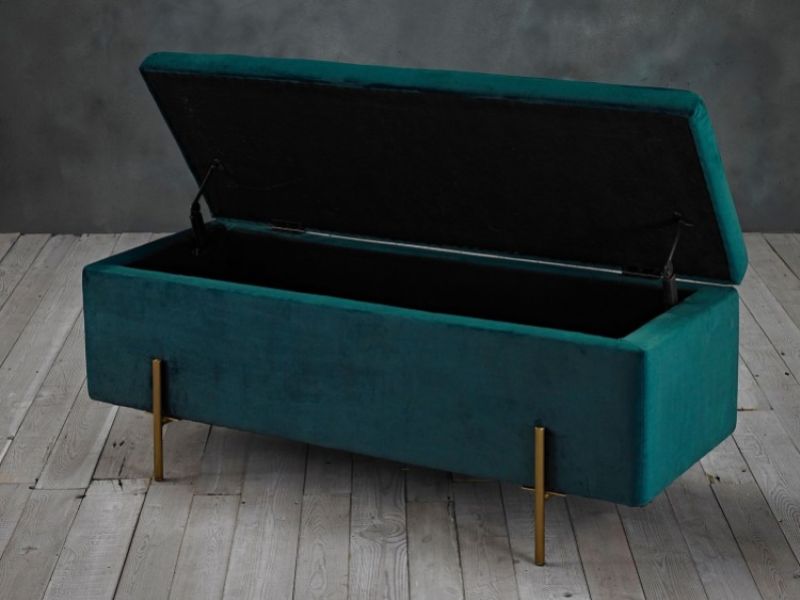 LPD Lola Ottoman Storage Box In Teal