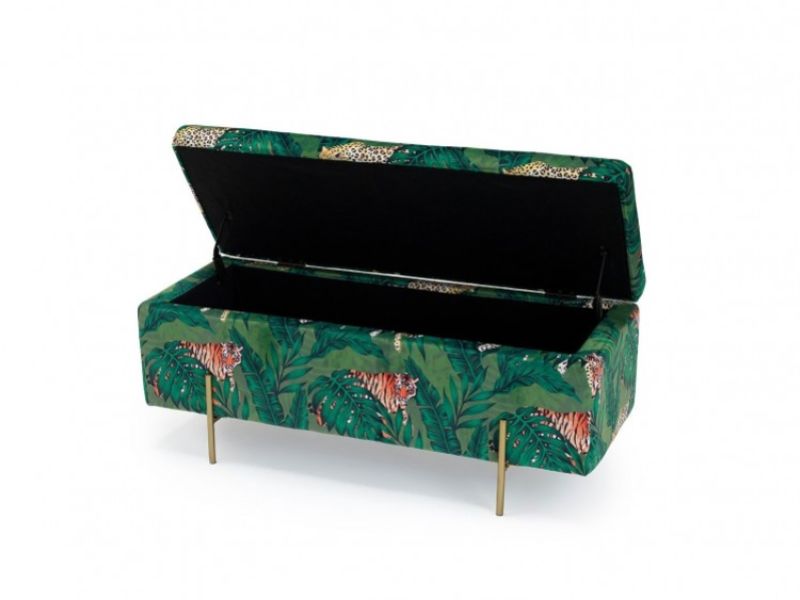 LPD Lola Jungle Print Ottoman Storage Box