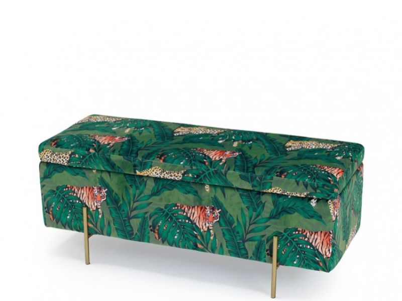 LPD Lola Jungle Print Ottoman Storage Box