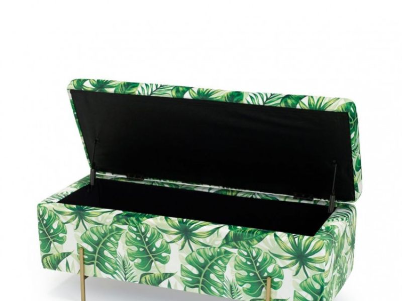 LPD Lola Palm Print Ottoman Storage Box