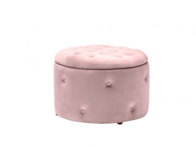LPD Cleo Round Storage Pouff In Pink