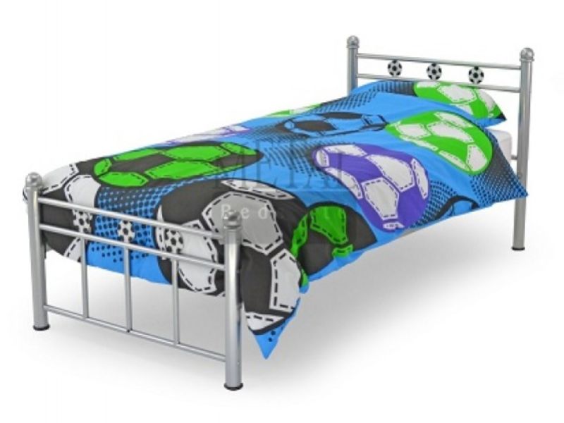 Metal Beds Soccer 3ft (90cm) Single Silver Metal Bed Frame