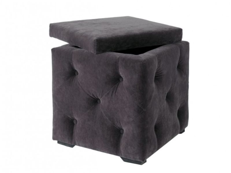 LPD Valentina Storage Stool In Charcoal Grey