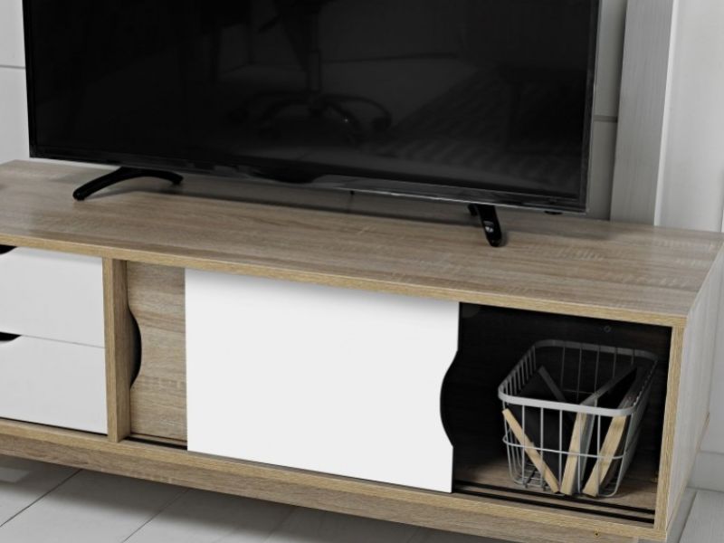 LPD Scandi TV Unit White And Oak Finish