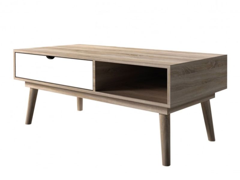 LPD Scandi Coffee Table White And Oak Finish