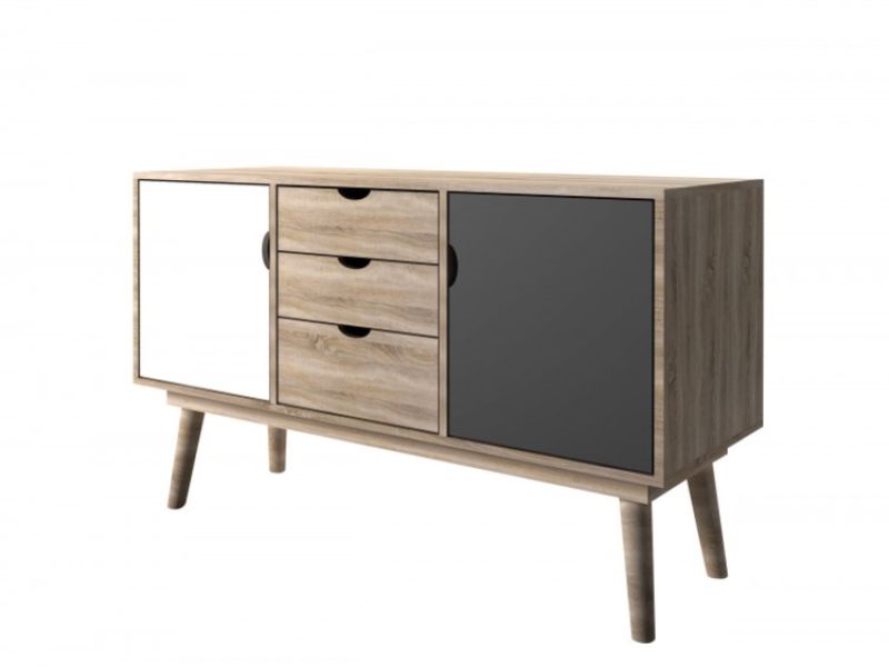 LPD Scandi Sideboard White Grey And Oak Finish