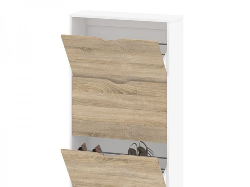 FTG Oslo 3 Tier Shoe Cabinet In White And Oak