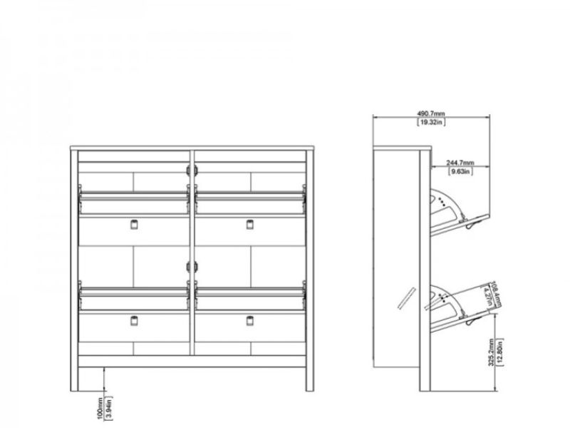 FTG Barcelona Shoe Cabinet In White