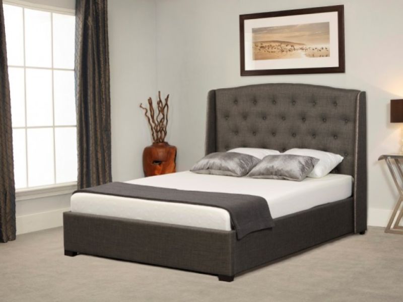 Emporia Mayfair 5ft Kingsize Grey Fabric Ottoman Bed