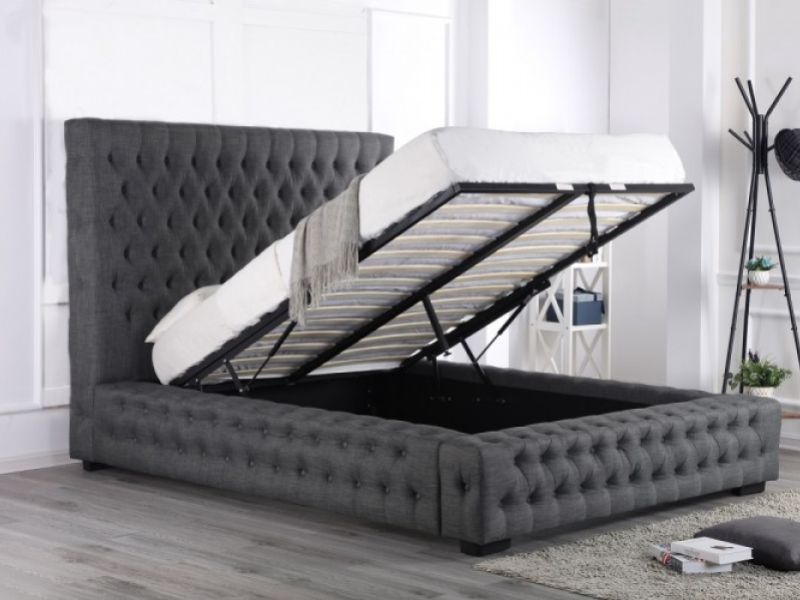 Emporia Stamford 5ft Kingsize Grey Fabric Ottoman Bed