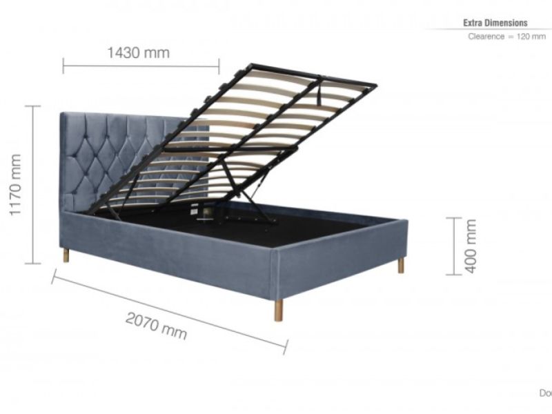 Birlea Loxley 4ft6 Double Grey Fabric Ottoman Storage Bed Frame