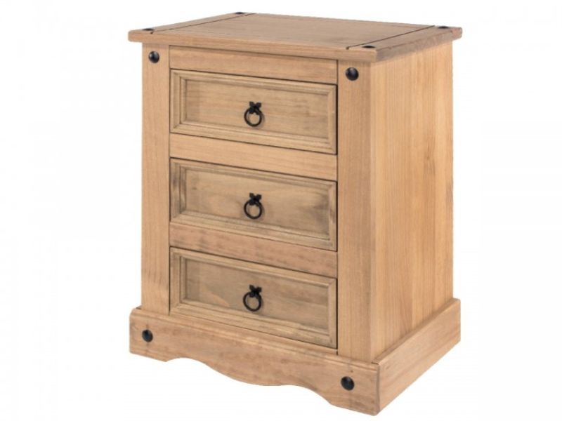 Core Corona Pine 3 Drawer Bedside