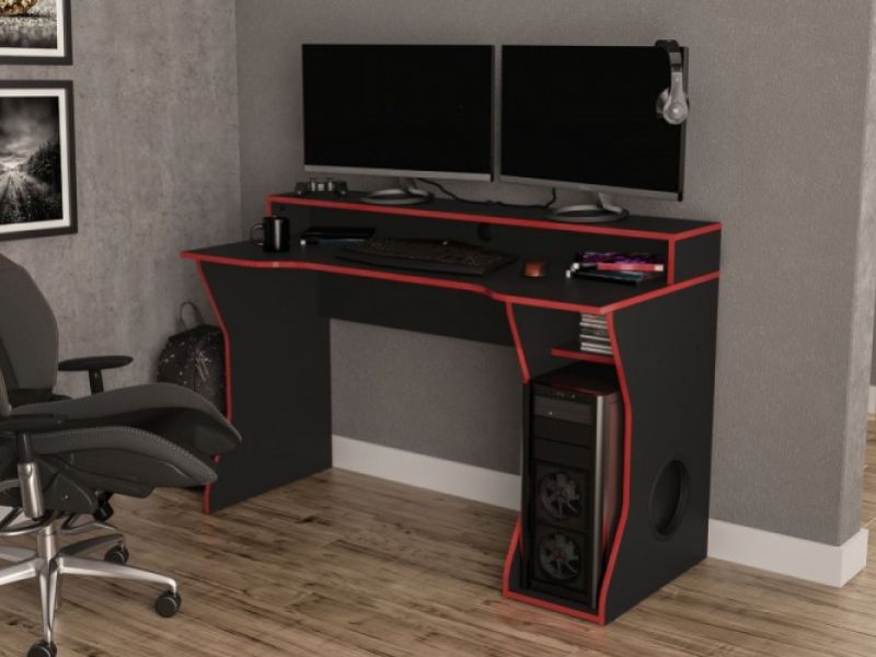 Birlea Enzo Black And Red Gaming Desk