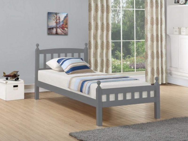 Metal Beds Jennifer 4ft6 Double Pine Wooden Bed Frame In Grey