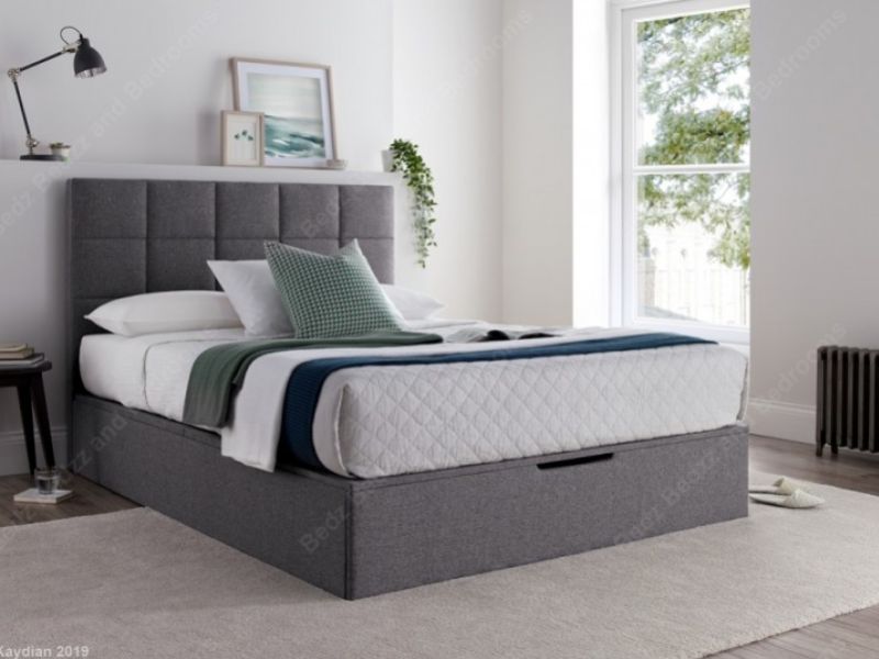 Kaydian Whitburn 4ft6 Double Mid Grey Fabric Ottoman Storage Bed