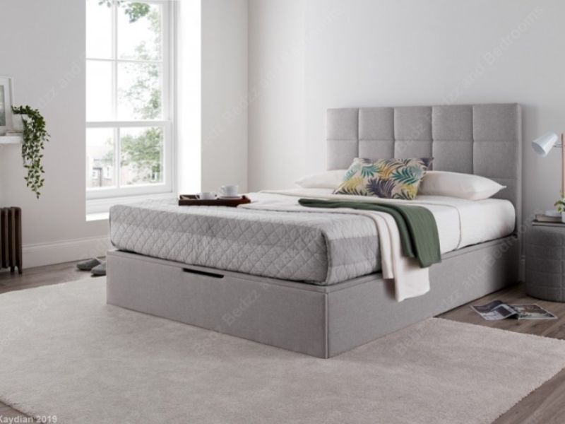Kaydian Whitburn 4ft6 Double Light Grey Fabric Ottoman Storage Bed